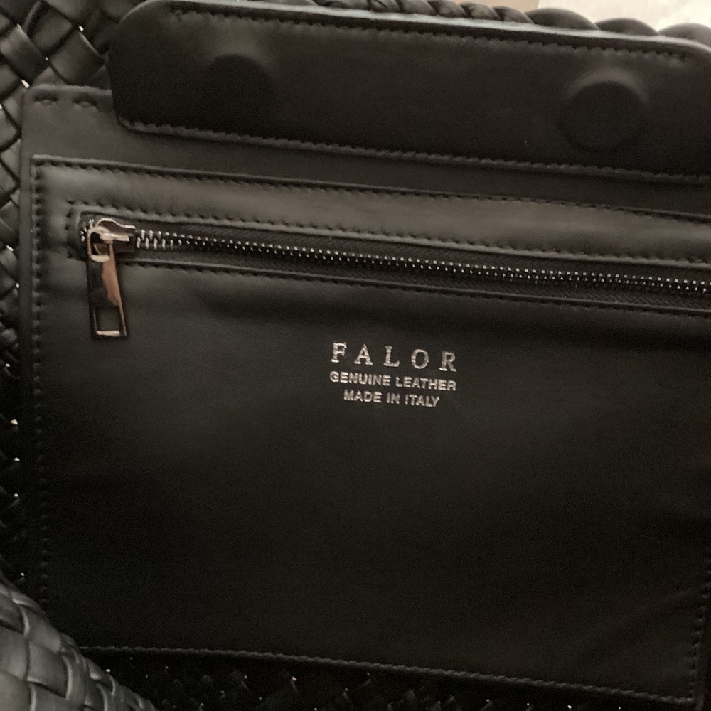 Falor Italy Handmade Black Woven Leather Large Shoulder Hobo Bag Magnetic Close - Picture 5 of 16